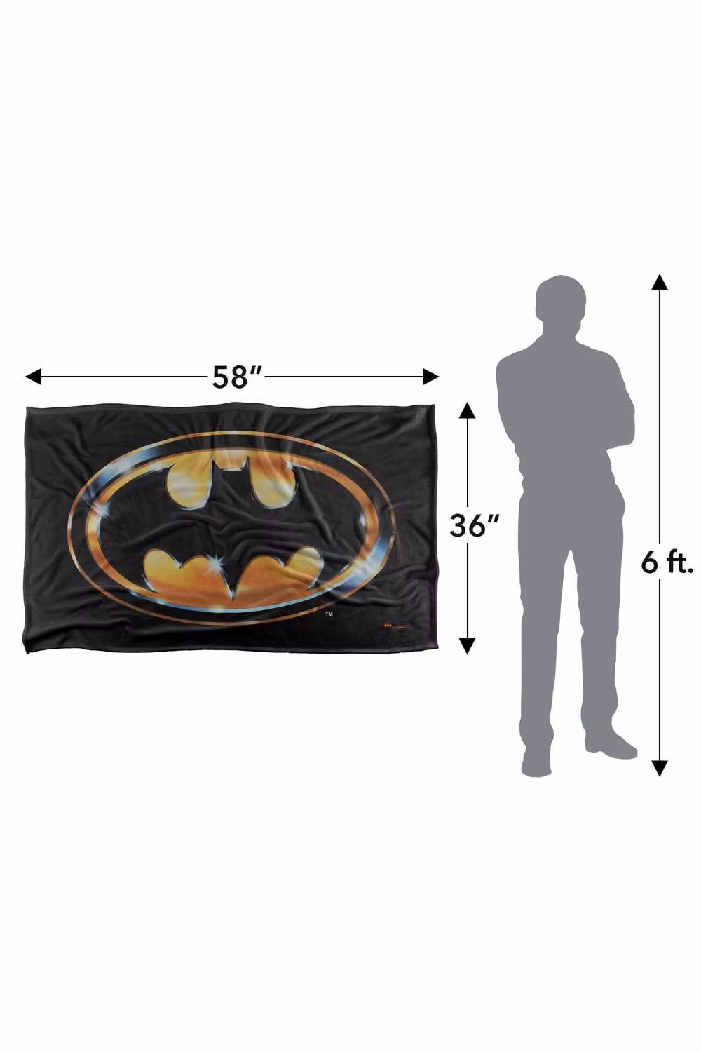 Warner Bros. Batman 1989 Logo Super Soft Fluffy Polyester Throw Blanket, Black and Multicolour, Large – 3
