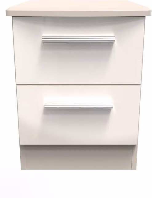 Knightsbridge Ready Assembled 2 Drawer Bedside Cabinet in Kashmir Gloss Beige