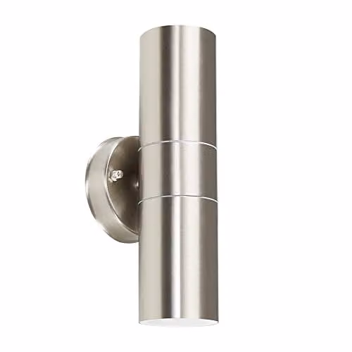 MiniSun Modern Silver Stainless Steel Up/Down Outdoor Wall Light