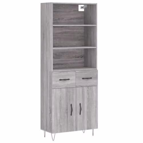 vidaXL Modern Grey Highboard with Hinged Doors and Internal Shelves, W/D/H: 69.5 x 34 x 180 cm – 1