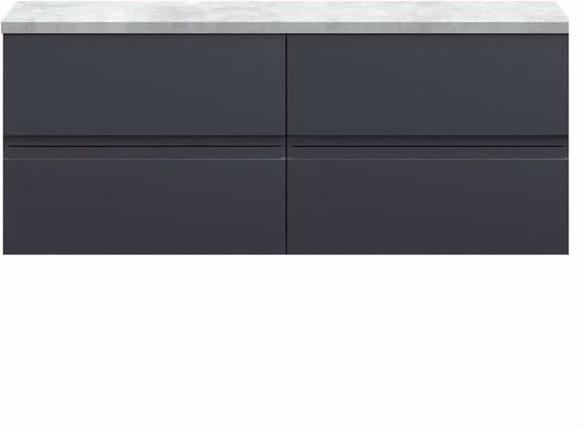 Balterley Mavesyn Contemporary 4 Drawer Wall Hung Vanity Unit, Dark Grey, Width: 120.5 cm