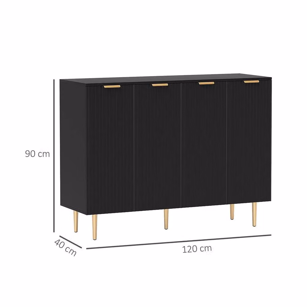 NESTLUNE Sideboard Buffet Cabinet with Adjustable Shelves in Black, W/D/H: 100 x 100 x 100 cm – 2