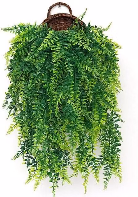 PAWNORA Green Artificial Hanging Plant with Macrame Pot