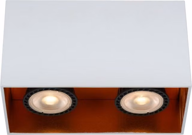 Lucide Modern Rectangular Surface Mounted Ceiling Spotlight, White, Diameter: 16.6 cm
