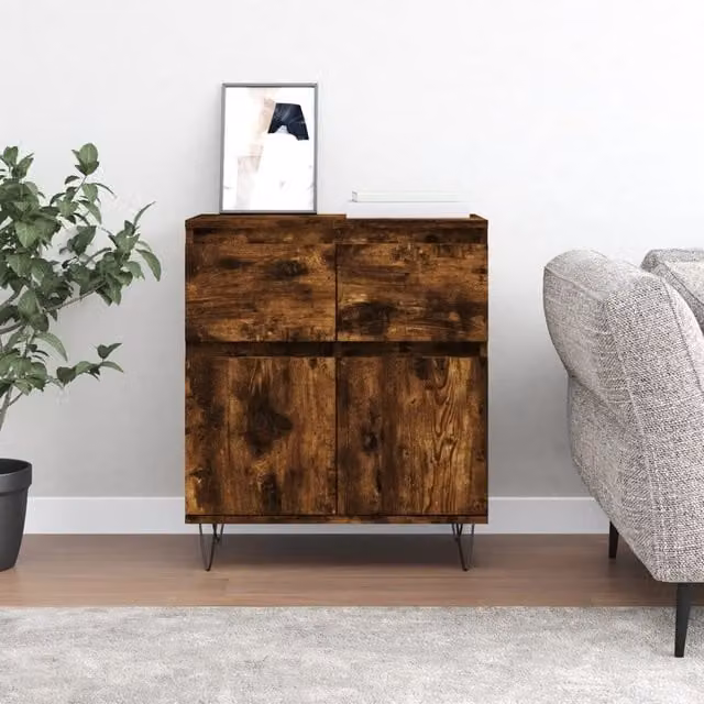 Berkfield Home Smoked Oak Sideboard in Brown, W/D/H: 60 x 35 x 70 cm – 1
