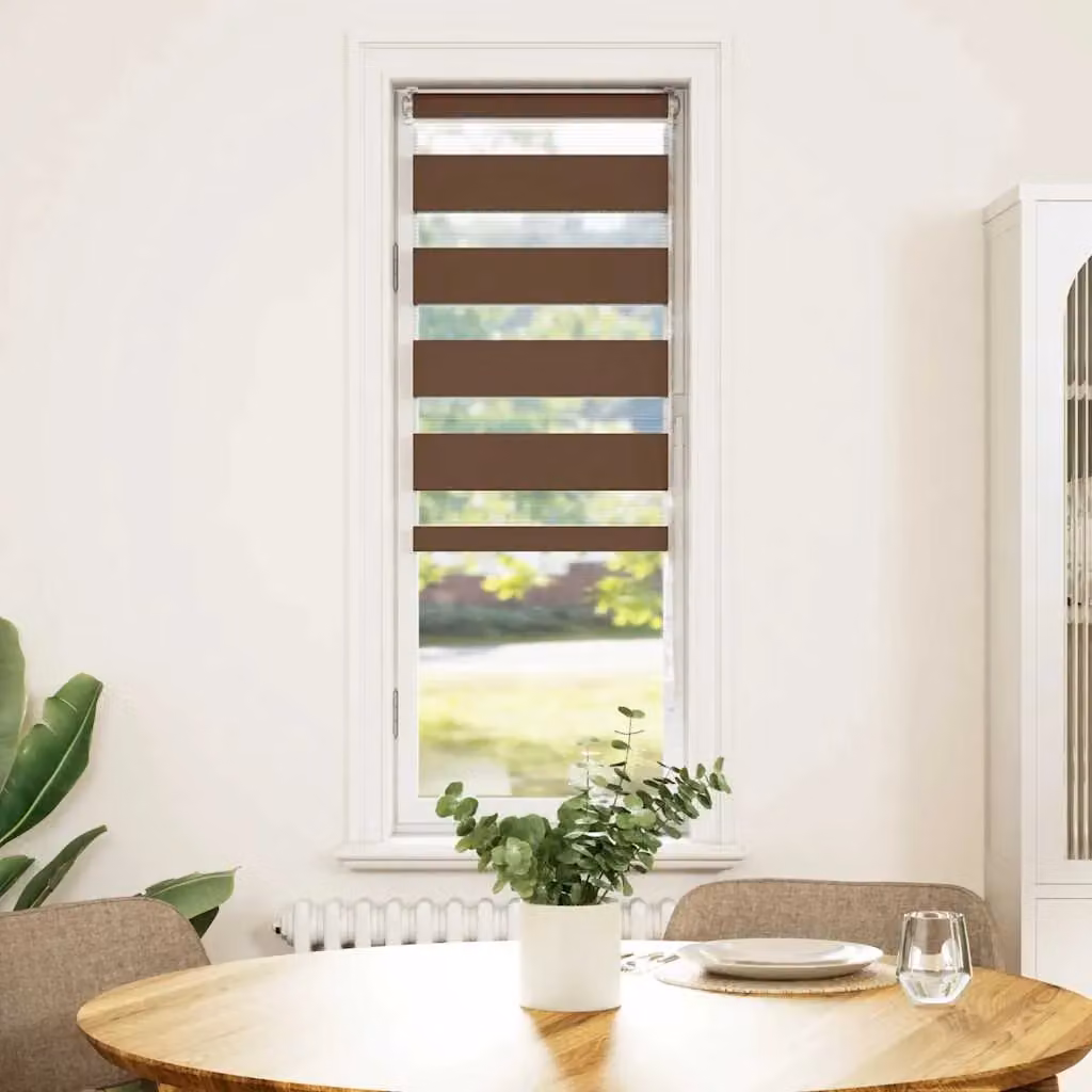 Berkfield Home Brown Polyester Zebra Blind W: 45 cm, H: 150 cm – 2