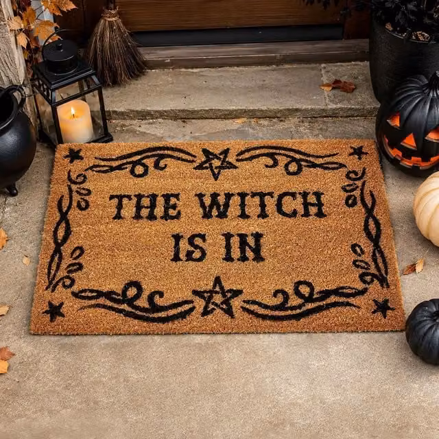 Marco Paul The Witch Is In Natural Coir Door Mat, Brown