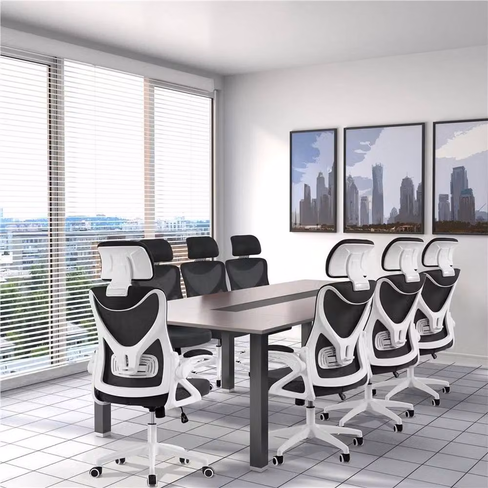 Kelvenix High Back Mesh Gaming and Office Chair in Black and White with Headrest and Armrests – 4
