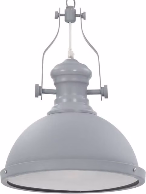 Berkfield Home Industrial Round Metal Ceiling Lamp in Grey with E27 Socket
