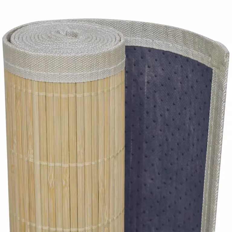 Berkfield Home Bamboo Round Rug in Brown and Beige, Diameter: 160 cm