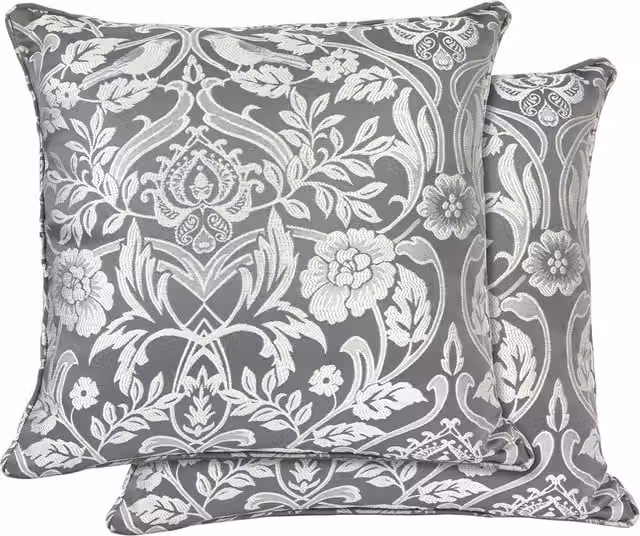 NewEdgeBlinds Modern Floral Square Cushion Cover in Grey