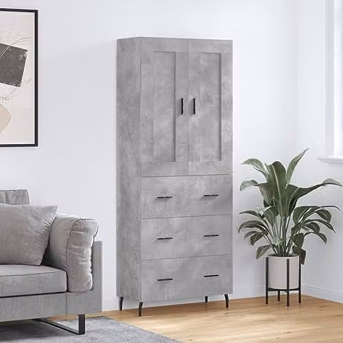 vidaXL Highboard in Grey, W/D/H: 69.5 x 34 x 180 cm – 2