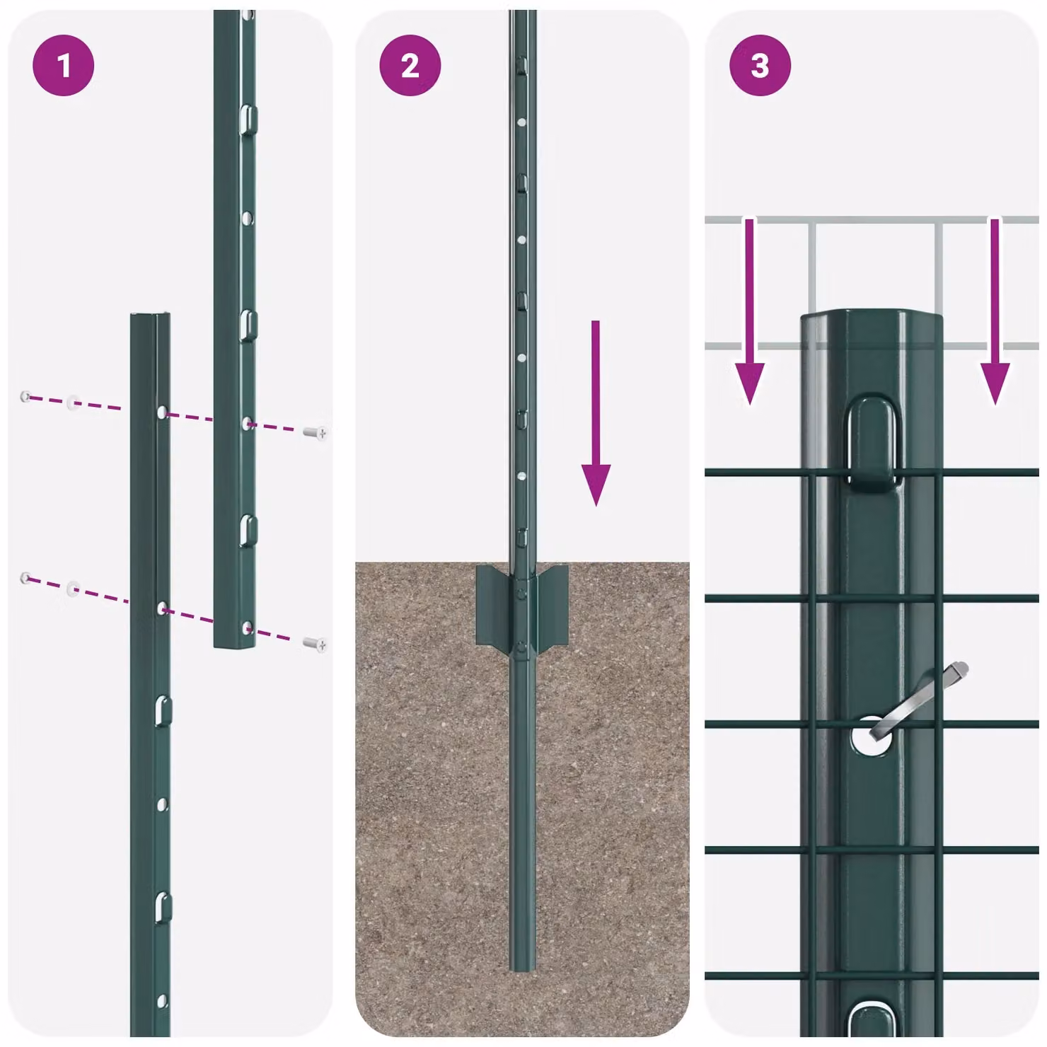 Berkfield Home Green Steel Welded Wire Fence with 22 U-Profile Posts, 1 x 50 m – 4