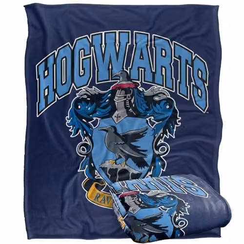 Warner Bros. Harry Potter Hogwarts Ravenclaw Super Soft Fleece Throw Blanket, Blue, W/D/H: 152.4 x 127.0 x 1.0 cm – 1