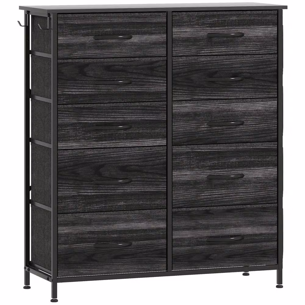 Wyld Haus Mirizi 10 Drawer Fabric and Metal Storage Chest, Black, H 94.5 x W 86.0 x D 30.0 cm – 2