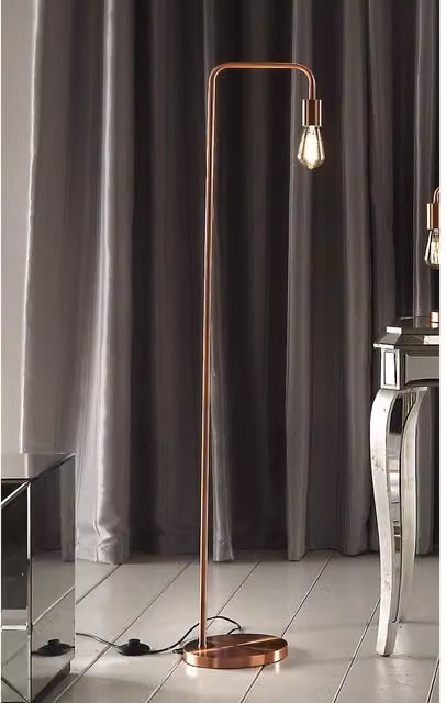 K Living Industrial Copper and Gold Floor Lamp