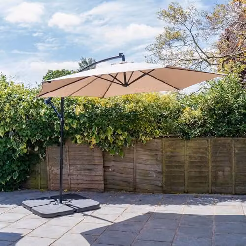 JSH 4 Piece Interlocking Garden Parasol Base Weight in Black, Heavy Duty Square Patio Umbrella Stand for Outdoor Sunshade, Fillable with Water (50 kg) or Sand (71 kg) – 3