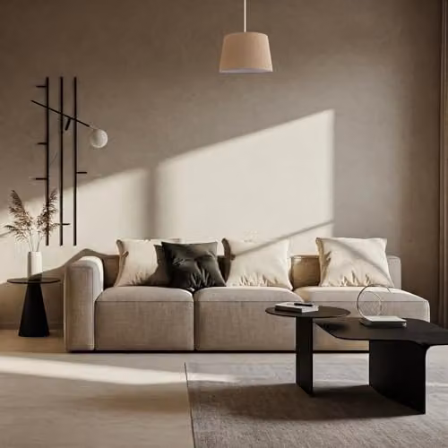 Happy Homewares Classic Cylinder Drum Lamp Shade in Beige Fabric with White Lining, W/D/H: 30 x 30 x 20 cm – 2