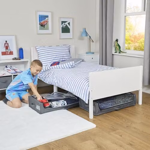 Liberty House Toys Underbed Storage Carts with Wheels and Handles, Pack of 2, Grey, W: 74 cm, D: 43 cm, H: 18 cm – 3