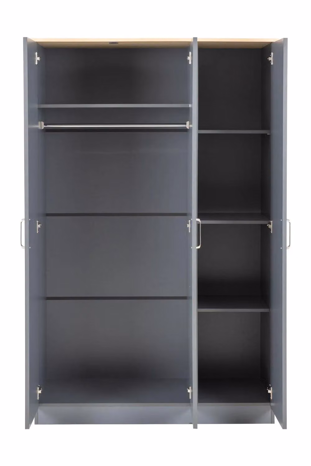 Seconique Portland 3 Door Wardrobe in Grey and Oak Effect, W/D/H: 119.5 x 53.5 x 187.5 cm – 4