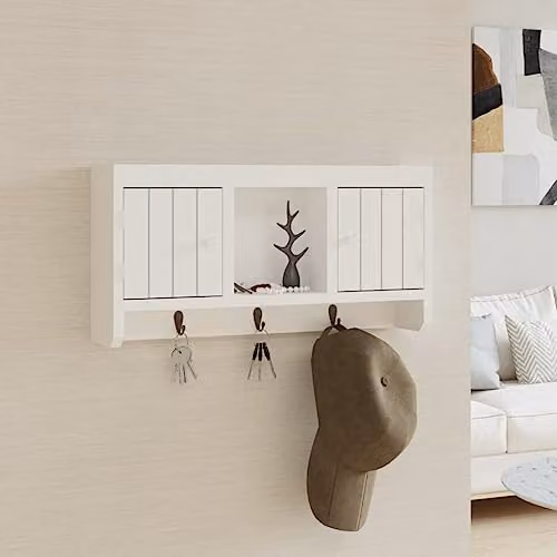 vidaXL Modern White Floating Wall Mounted Display Shelf made of Engineered Wood and Steel, W/D/H: 40 x 20 x 20 cm – 2