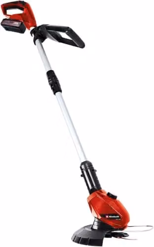 Einhell Power X-Change 18V Cordless Strimmer Kit in Red with Quick Charger and Rechargeable Battery, 24cm Cutting Width