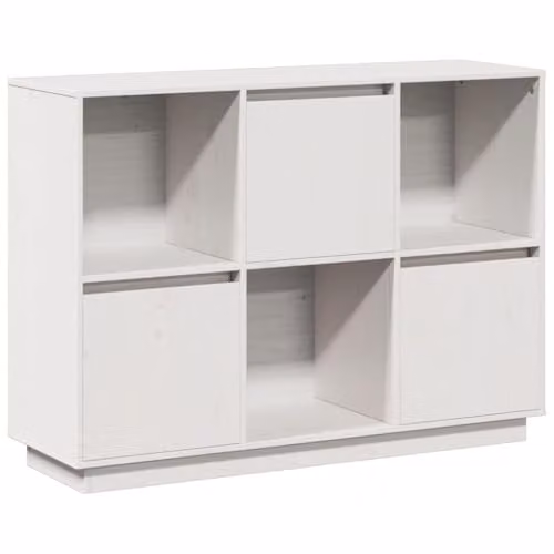 vidaXL Modern White Solid Wood Pine Sideboard W/D/H: 110.5 x 35 x 80 cm