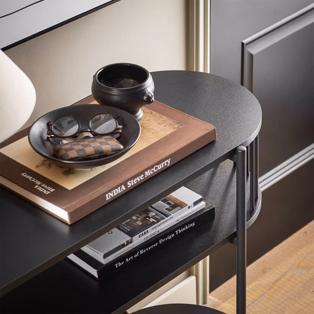 SoBuy Industrial Style Three-Tier Narrow Console Table in Black, W/D/H: 110.0 x 39.0 x 75.9 cm – 5