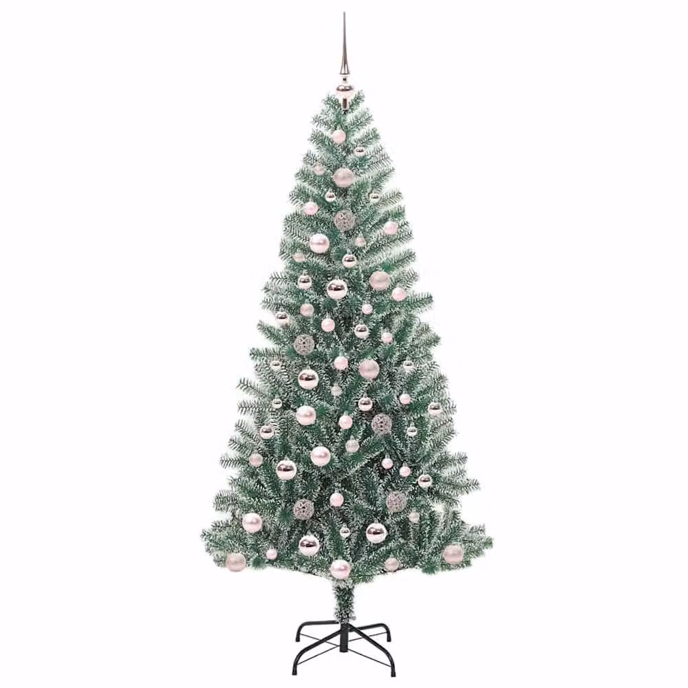 Berkfield Home Snow Flocked Artificial Christmas Tree with LED Lights, Green, Height: 180 cm – 3