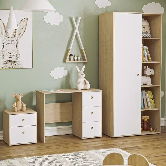 Vida Designs Junior Vida 3 Piece Childrens Bedroom Set in White and Oak