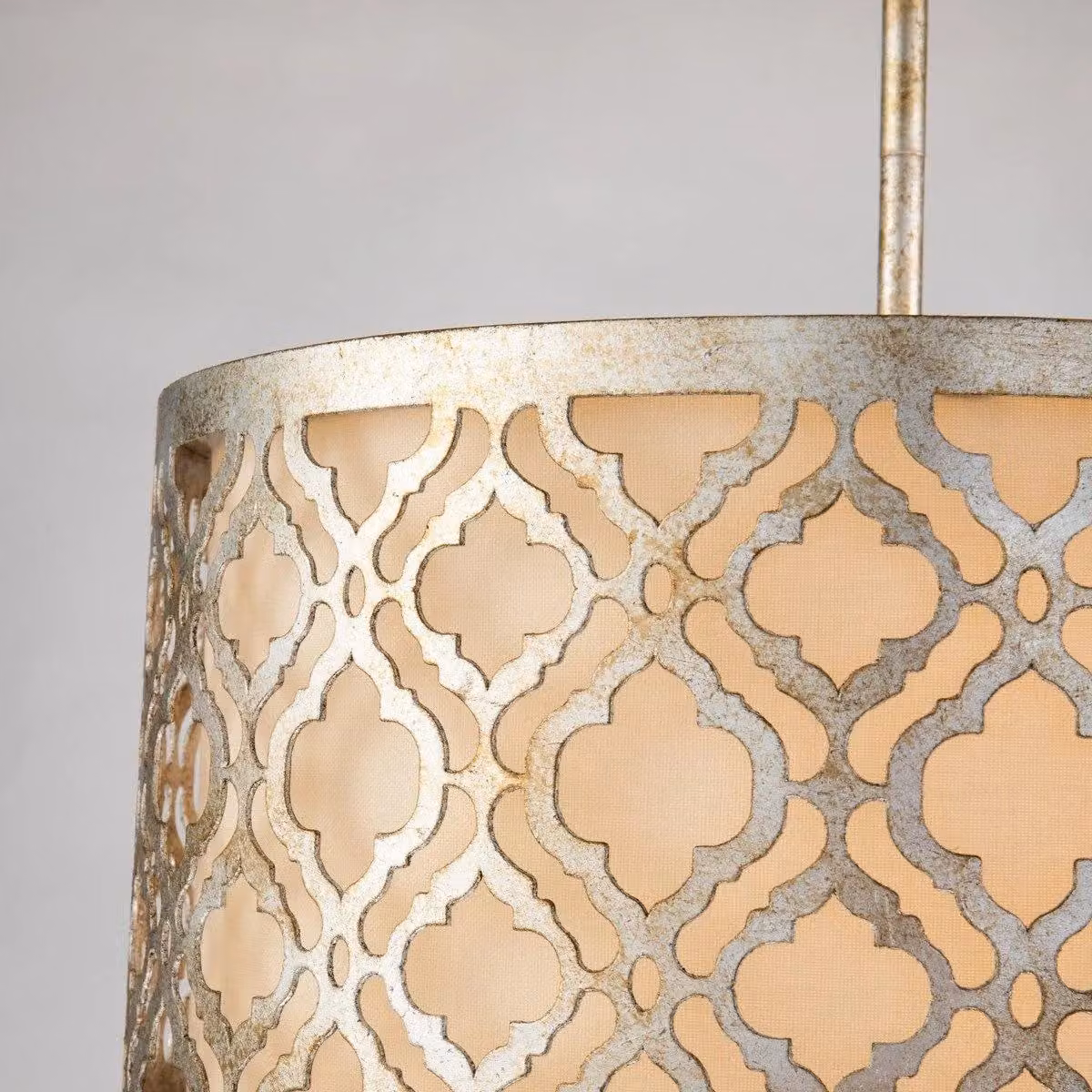 Netlighting Arabella 2 Light Medium Round Duo-Mount Pendant Light in Gold and Beige – 2