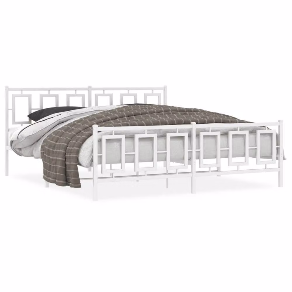 Berkfield Home Metal Bed Frame with Footboard, White, W/D/H: 180 x 200 cm – 2