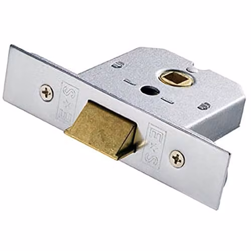 Loops 64mm Flat Mortice Door Security Latch, Fire Door Rated, Silver