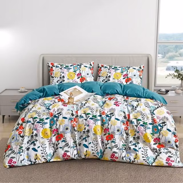 Ezysleep Floral Nature Duvet Set and Pillowcases, Multicolour Blue, 200 x 200 cm