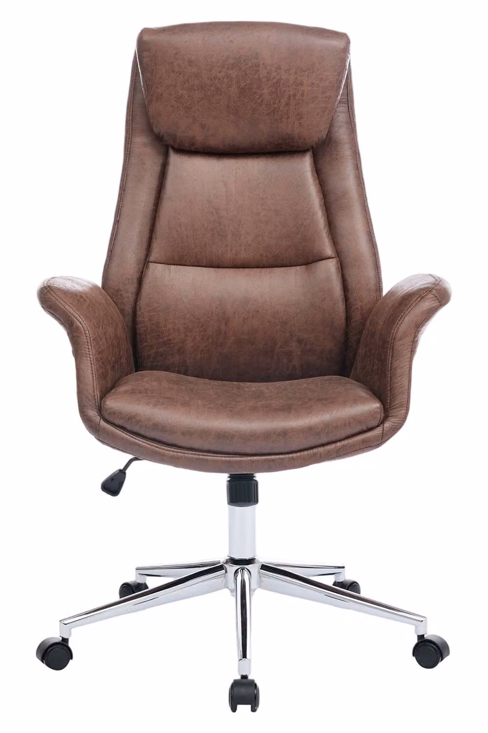 Living and Home Adjustable High Back Executive Office Chair with Armrests in Brown Synthetic Leather – 2