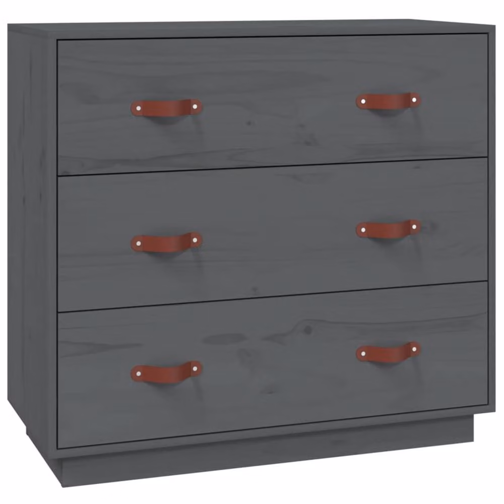 Berkfield Home Grey Rustic Solid Wood Pine Sideboard W: 80 cm, D: 40 cm, H: 75 cm – 2
