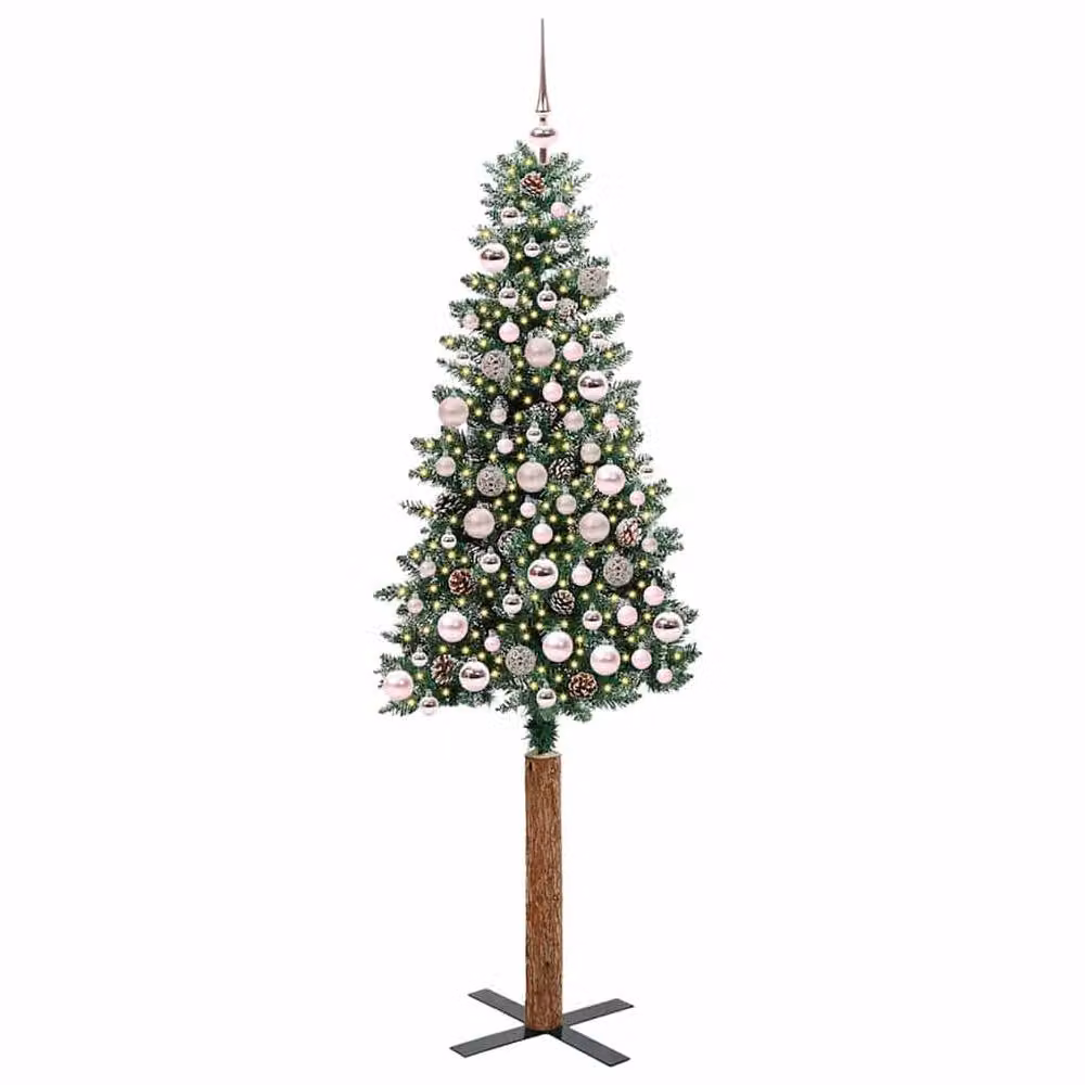 Berkfield Home Slim Christmas Tree with 300 LEDs in Green and White, Height: 180 cm – 2