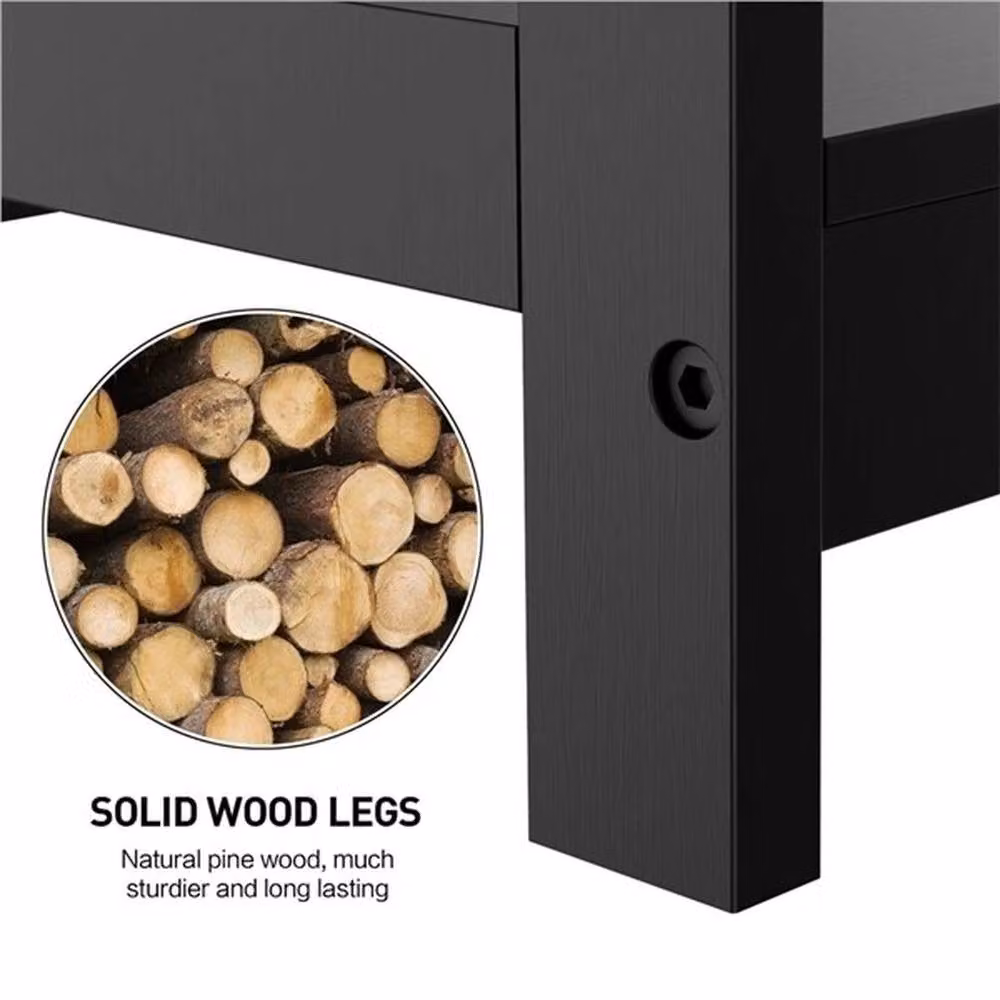 EONLION Black Lacquered Console Table and Narrow Sofa Table, W: 100 cm, H: 81 cm, D: 30 cm – 4