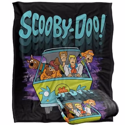 LOGOVISION Scooby Doo Frightened Driving Super Soft Fleece Throw Blanket, Multicolour, W: 127.0 cm, L: 152.4 cm