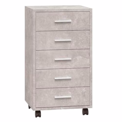 vidaXL Drawer Cabinet with Castors in Concrete Grey Engineered Wood – 1