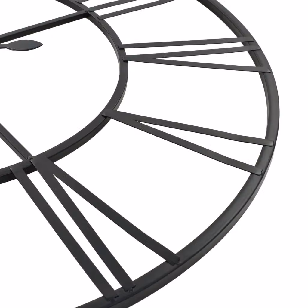Berkfield Home Vintage Round Metal Wall Clock with Quartz Movement in Black, Diameter: 80 cm – 5