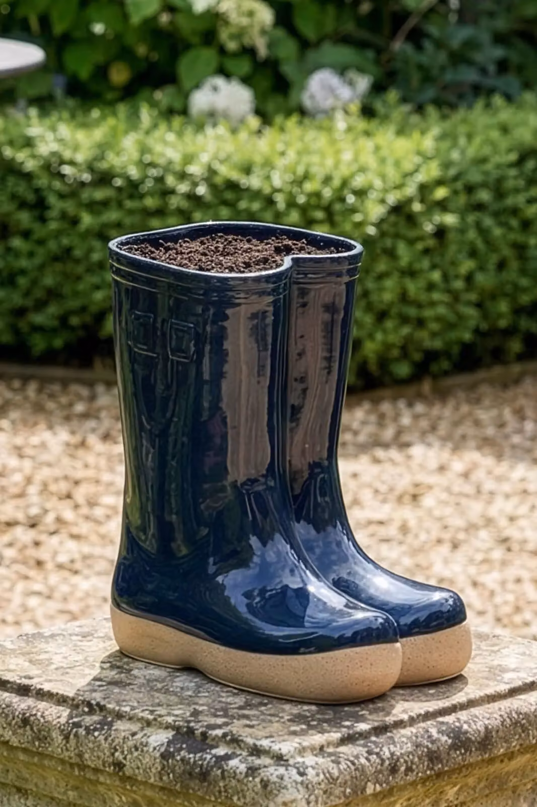 Dibor Midnight Blue Wellington Boot Ceramic Flower Pot Planter, H17 x W15 cm – 3