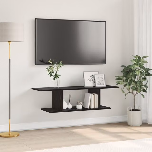 Berkfield Home Classic TV Cabinet with Shelf in Black, W/D/H: 103 x 30 x 26.5 cm
