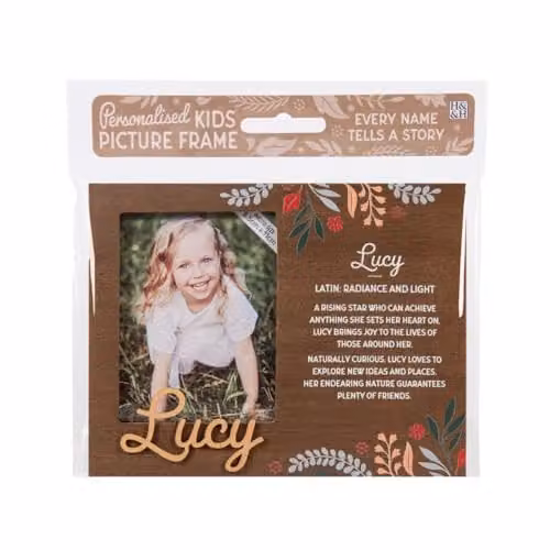 History & Heraldry Pre-personalised Lucy Child's Picture Frame, Brown Wood, W/H: 11 x 8.5 cm – 1