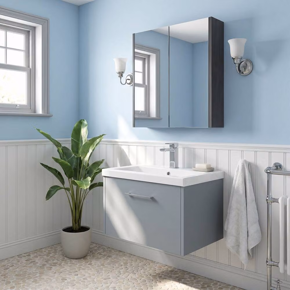 Balterley Winshill Contemporary 1 Drawer Wall Hung Vanity Basin Unit, Grey, Width: 60 cm – 2