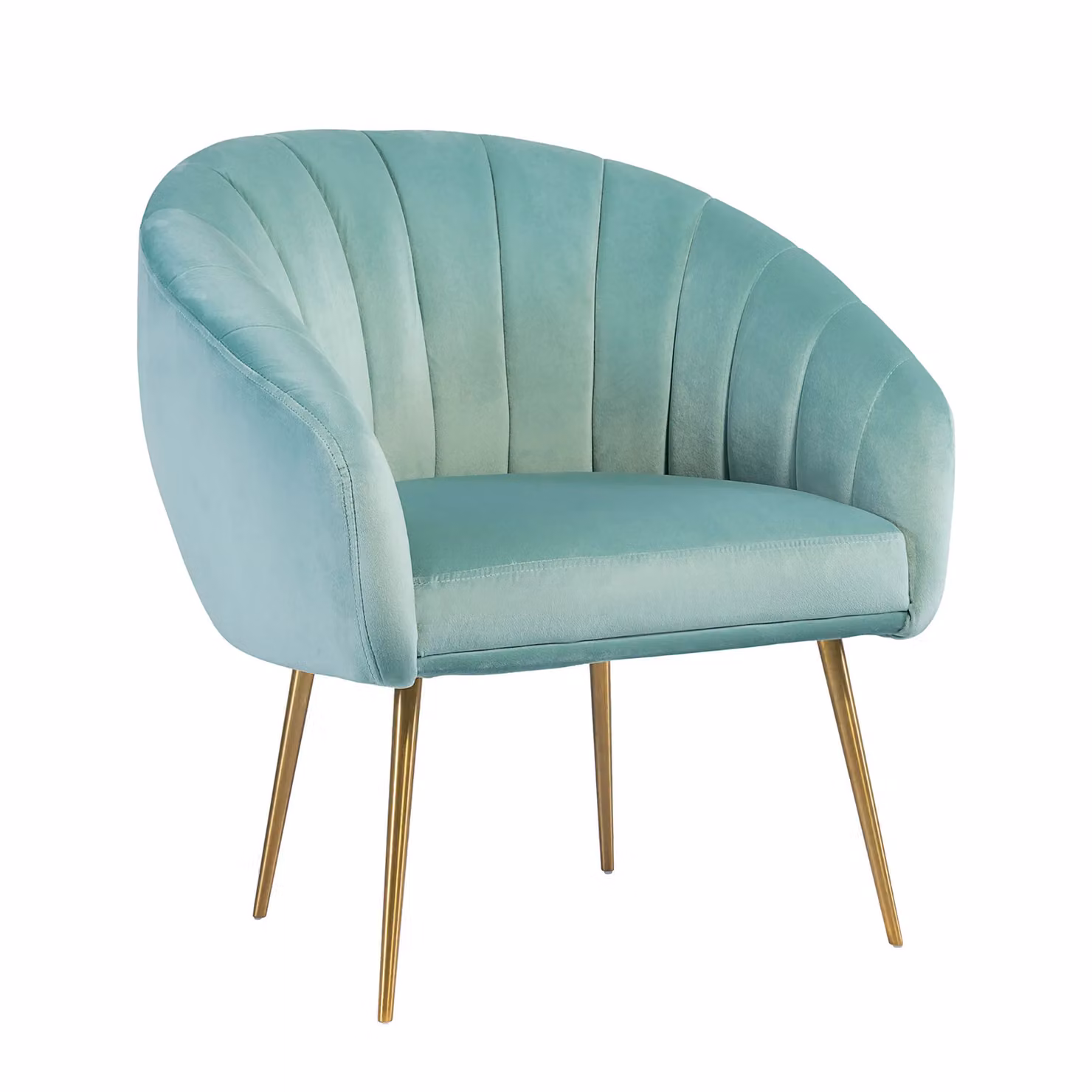 Artemis Home Helena Shell Back Velvet Accent Chair in Green with Bronze Legs, W: 74 cm, H: 82 cm, D: 82 cm – 2