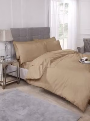 New Edge Blinds Percale Duvet Cover Set in Brown and Beige, W: 180 cm x D: 200 cm