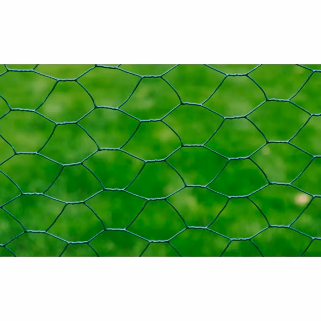 Berkfield Home Galvanised Steel Chicken Wire Fence with PVC Coating, Green, 25 x 0.5 m – 3