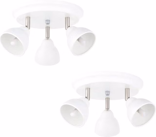 First Choice Lighting Monaco Set of 2 White and Brushed Chrome 3 Way Adjustable LED Ceiling Spotlights