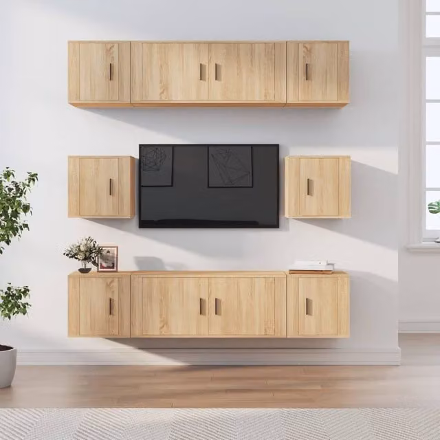 Berkfield Home 8 Piece Sonoma Oak TV Cabinet Set in Brown
